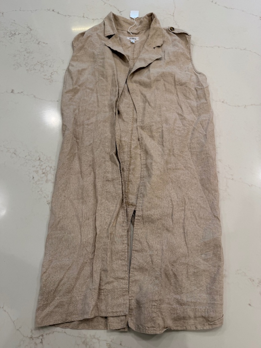 Paola Alberdi x The Drop Beige Linen Sleeveless Duster Vest Size M